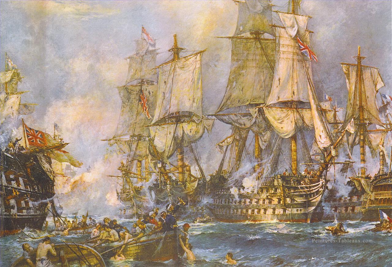 La victoire à la bataille de Trafalgar après avoir franchi la ligne Enemys Peintures à l'huile